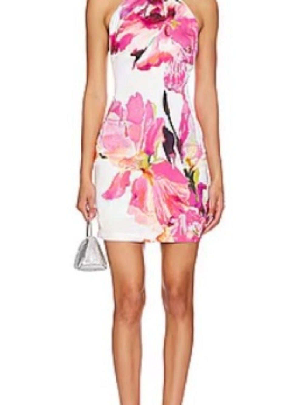 Rococo Sand Pink Floral Halter Mini Dress XS